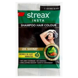 Streax Insta Shampoo Hair Colour, Natural Black- 1 , 18 ml